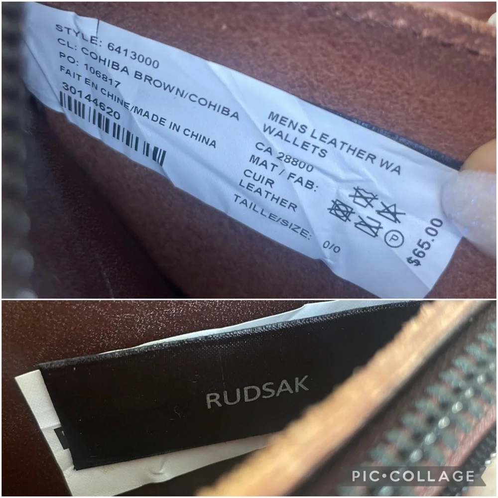 Rudsak brown cowhide leather zip around wallet